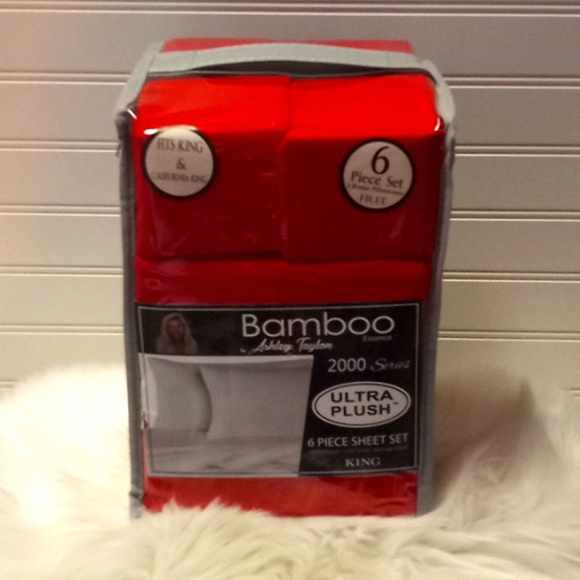 Bamboo Essence King Size Red- 6 Piece Sheet Set - Picture 2 of 10